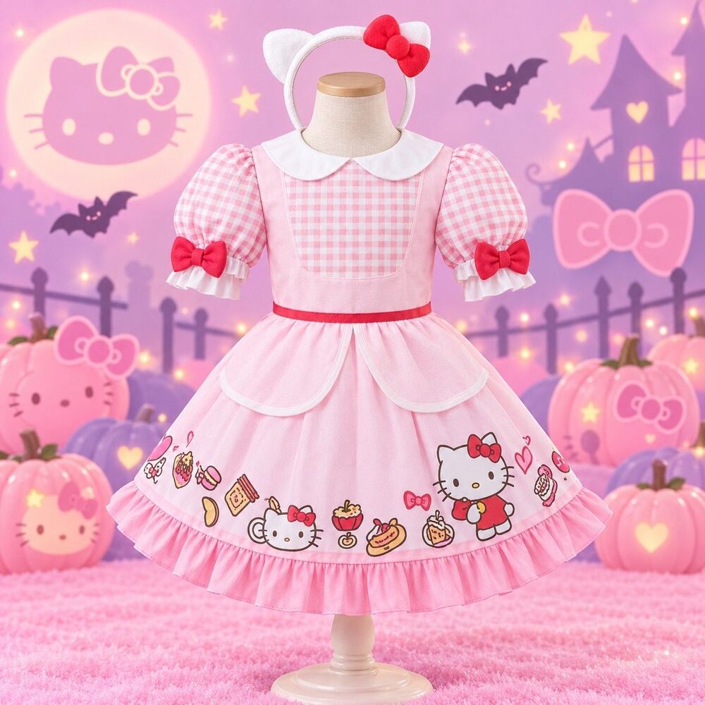 Jazwares Sanrio Hello Kitty Girls M 7-8 Deluxe Halloween Costume New C46 Sanrio